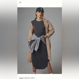 Anthropologie Daily Practice Stripe Trim Midi Dress